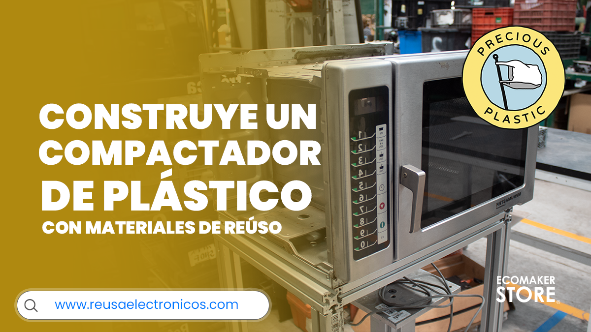 Compactadora de plástico con un viejo horno de microondas (Precious plastic)