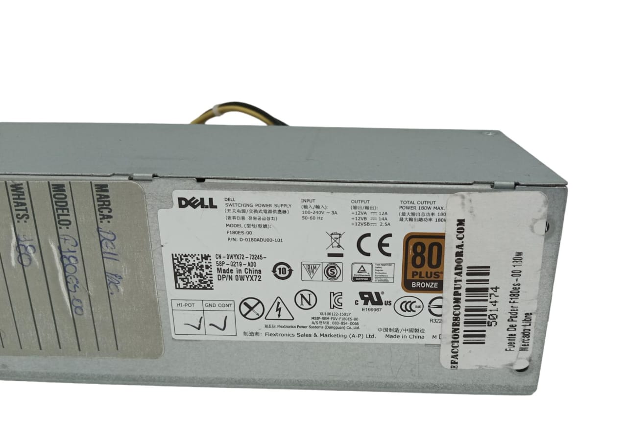 Fuente de Poder DELL Modelo F180ES-00 180W