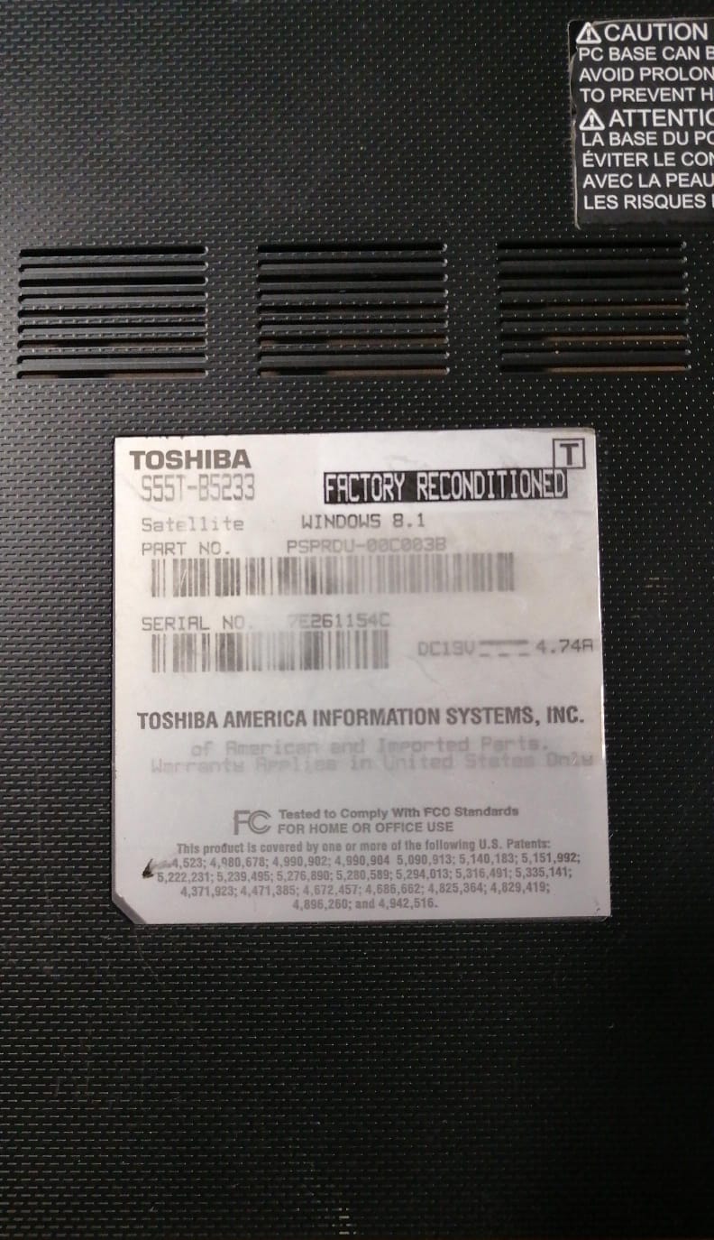 Carcasa Inferior Toshiba S55t-b